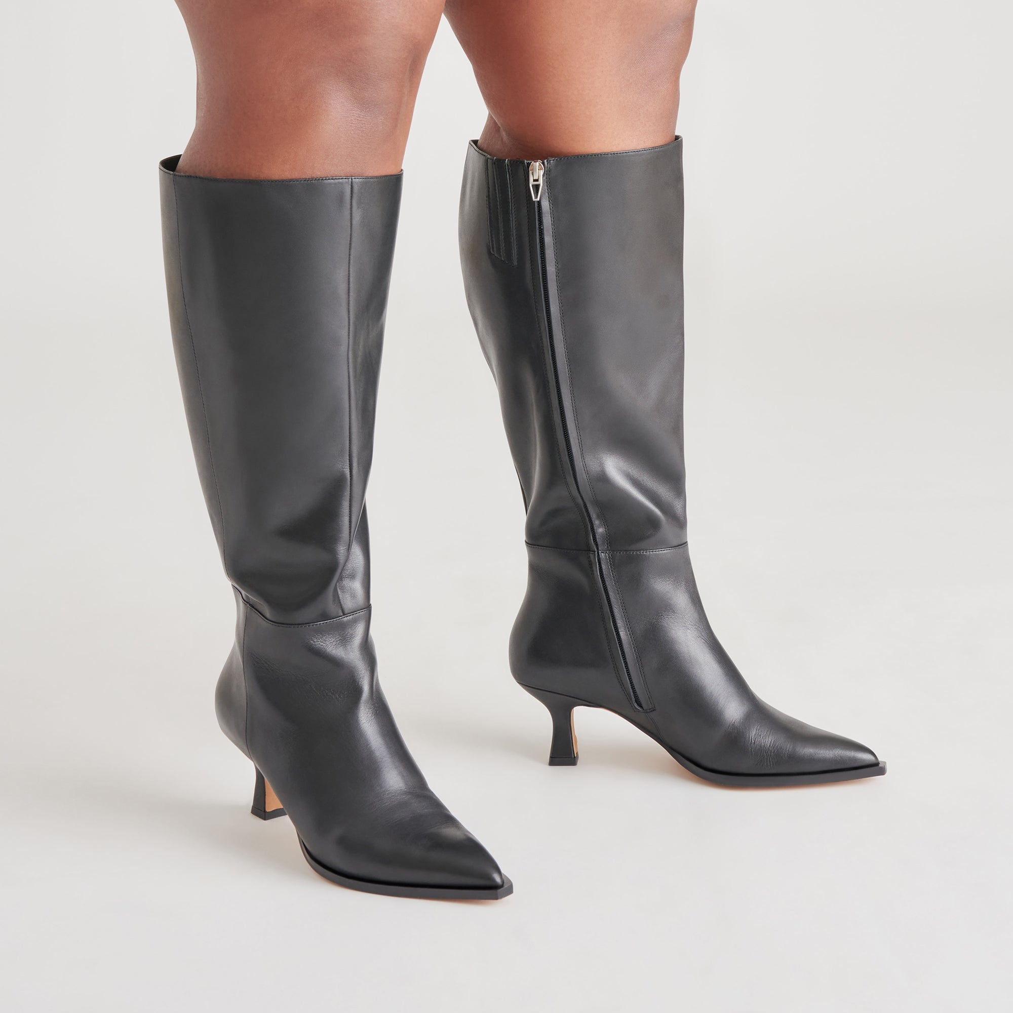 AUGGIE EXTRA WIDE CALF BOOTS BLACK LEATHER - re:vita