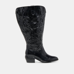 MIRLA EXTRA WIDE CALF BOOTS BLACK LEATHER
