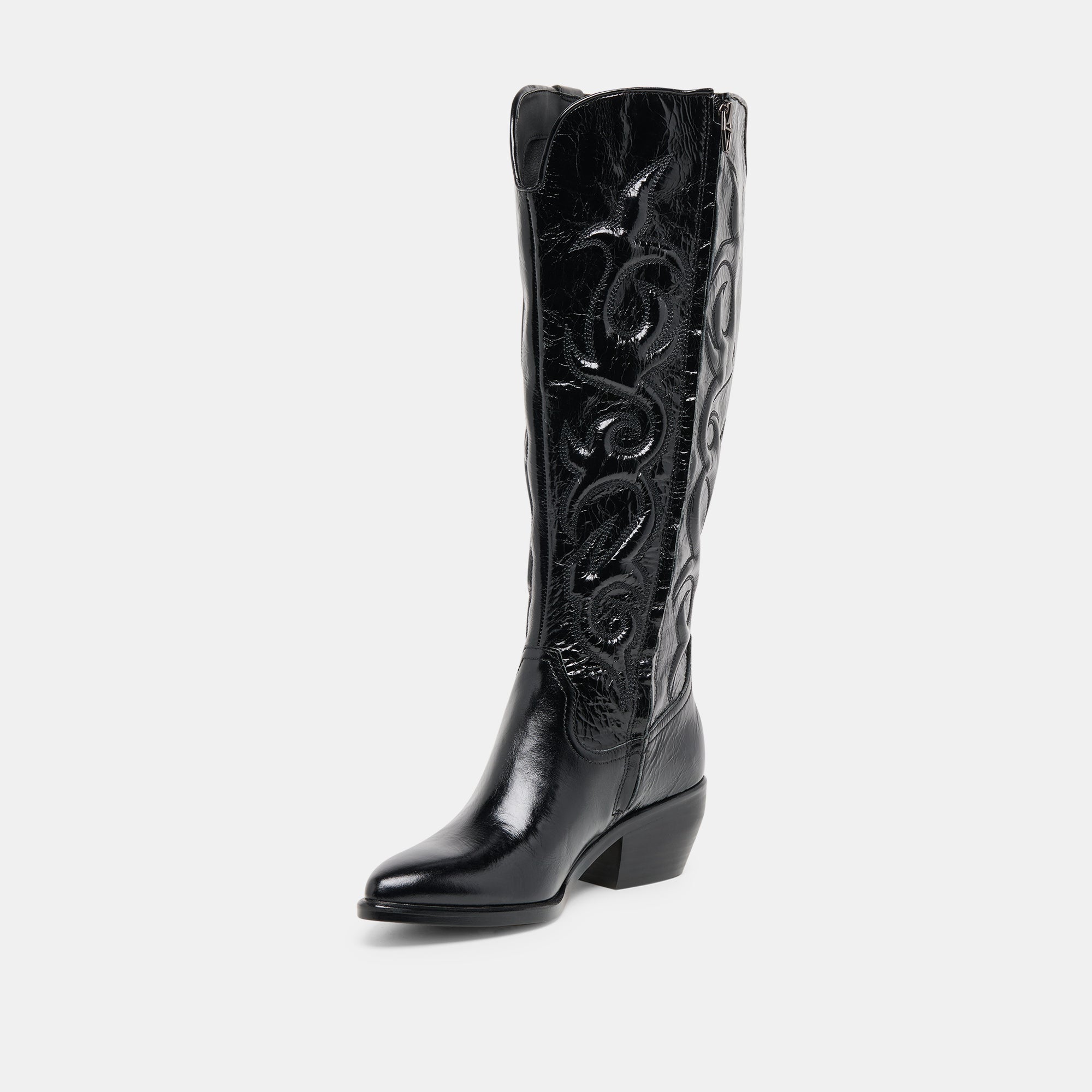 MIRLA WIDE CALF BOOTS BLACK LEATHER