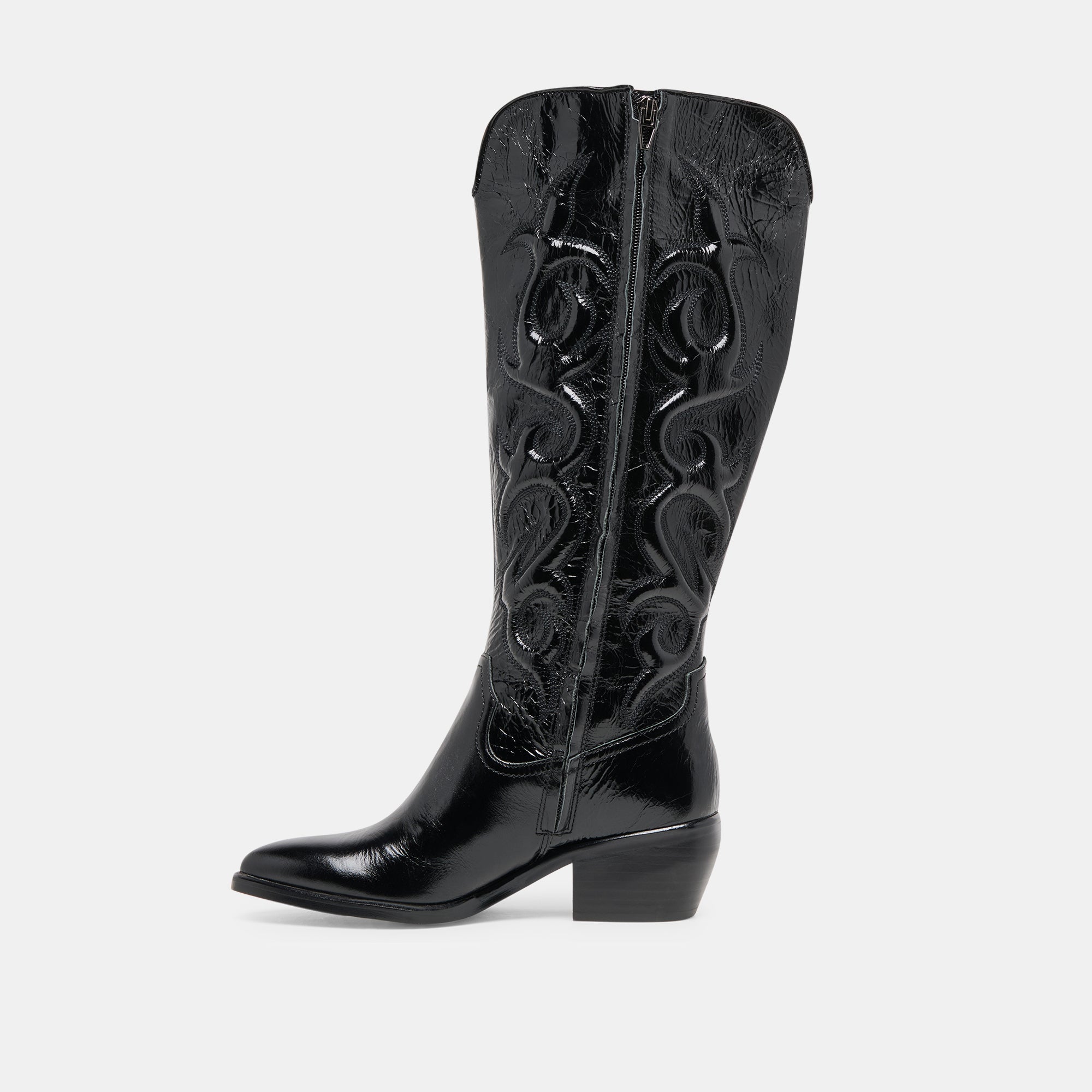 MIRLA WIDE CALF BOOTS BLACK LEATHER
