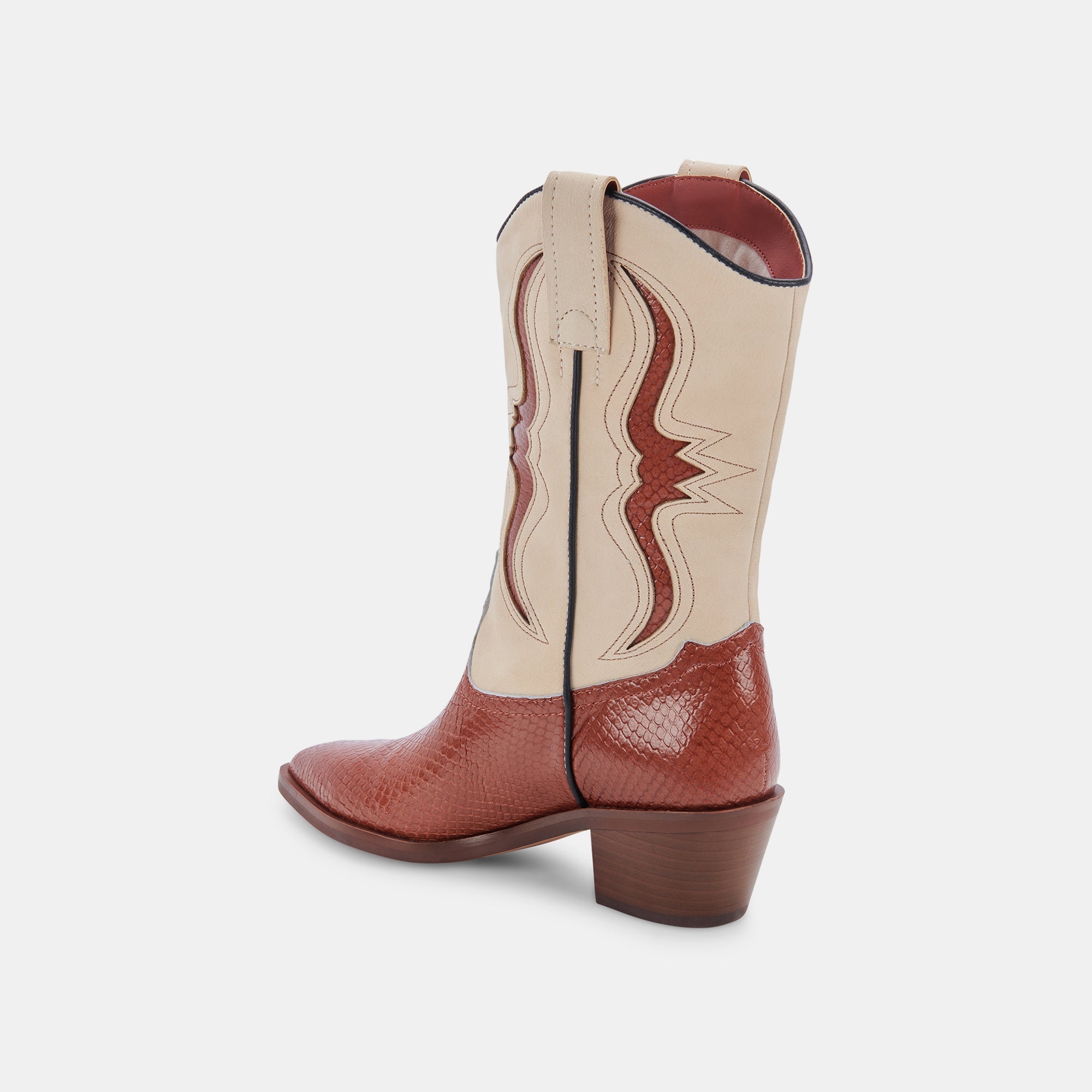 SUZZY BOOTS BROWN EMBOSSED LEATHER - re:vita