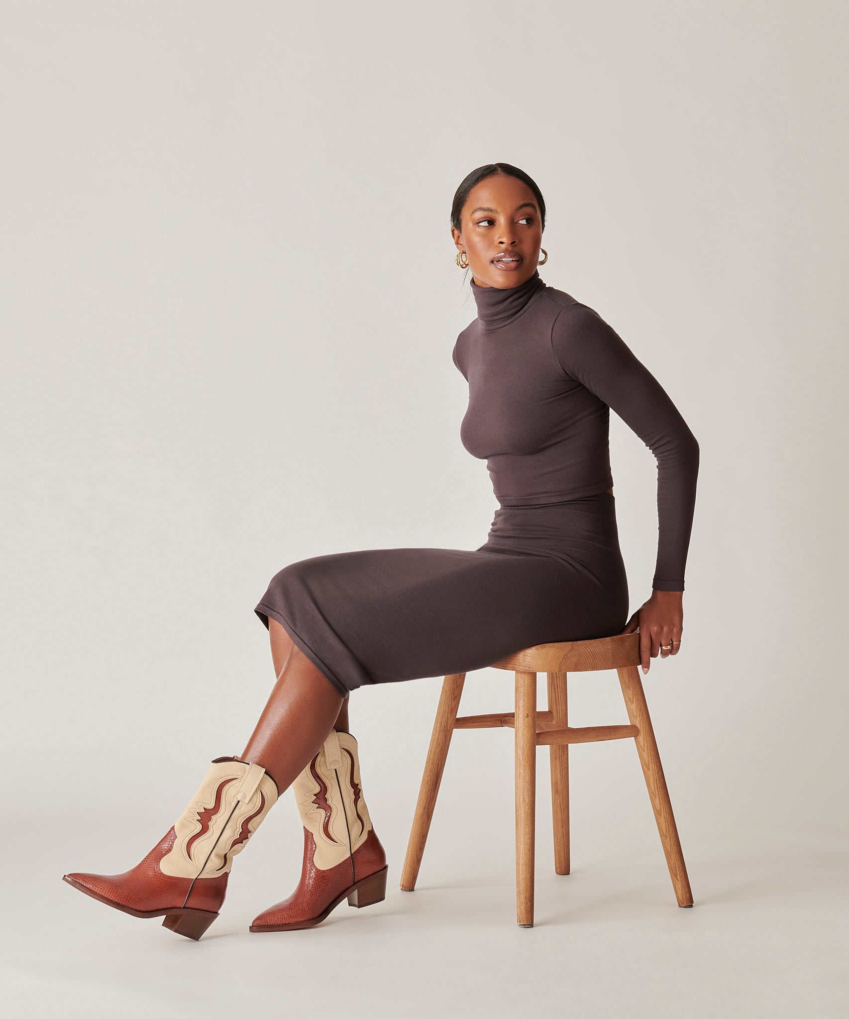 SUZZY BOOTS BROWN EMBOSSED LEATHER - re:vita