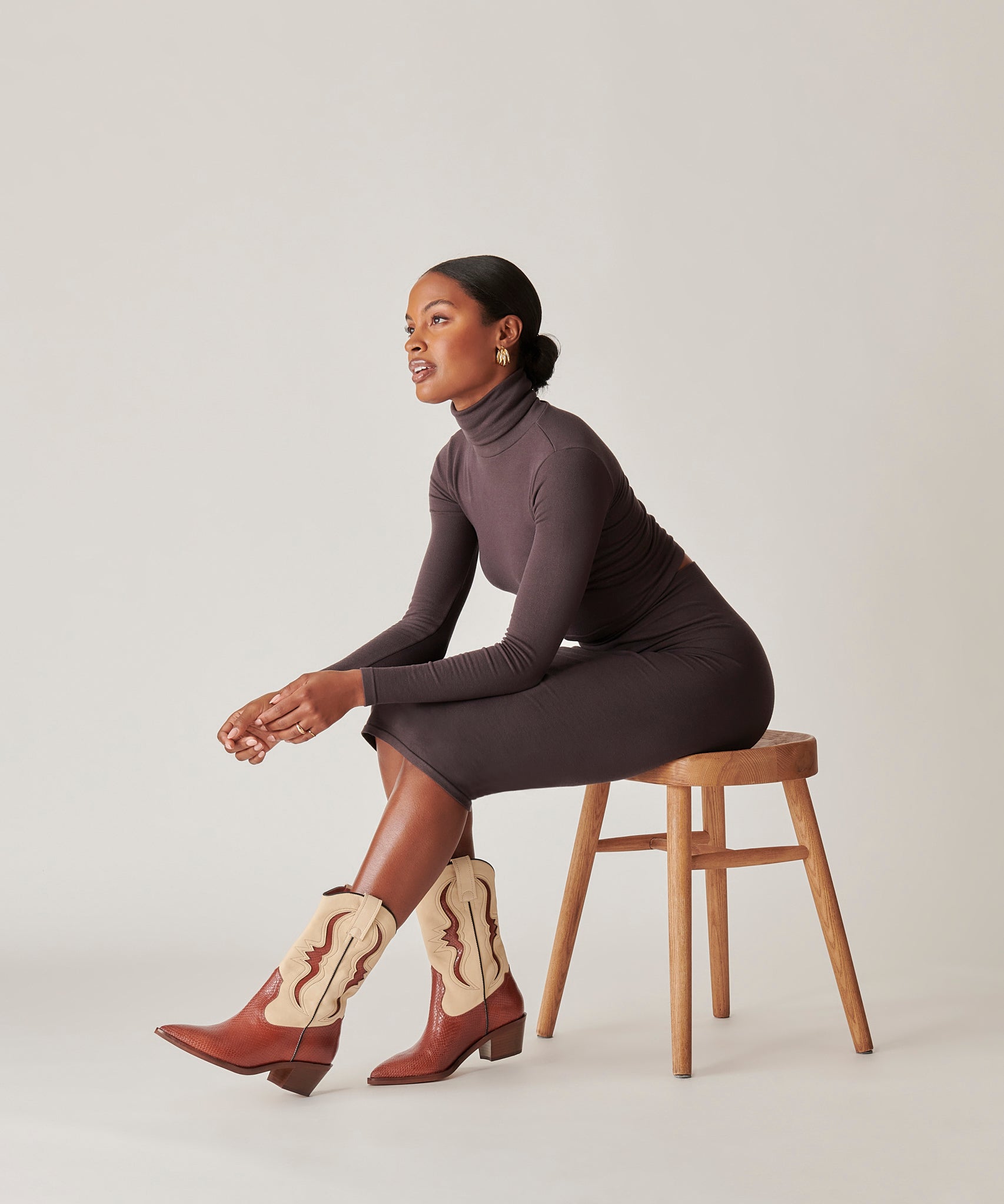 SUZZY BOOTS BROWN EMBOSSED LEATHER - re:vita