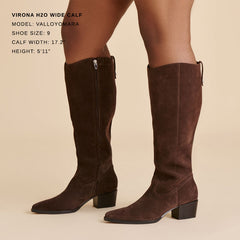 VIRONA H2O WIDE CALF BOOTS DK BROWN SUEDE