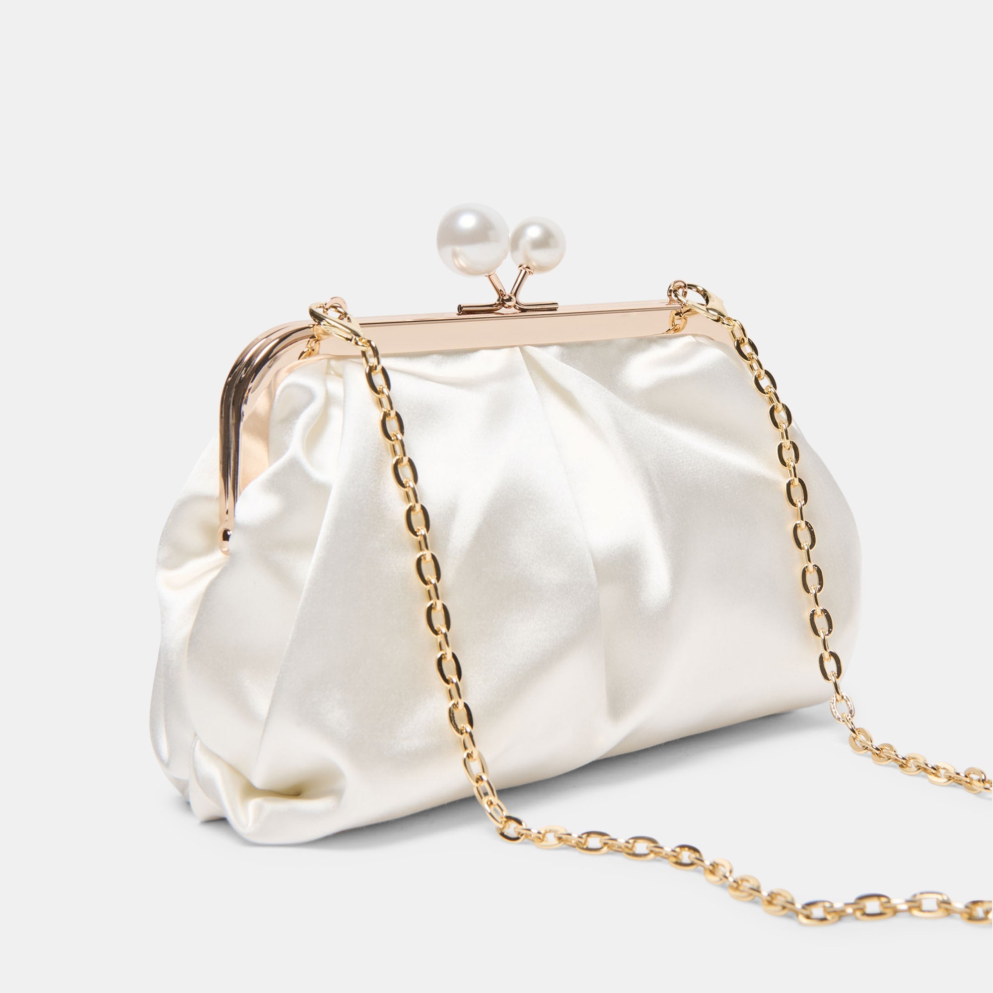 KENDALL CLUTCH WHITE SATIN