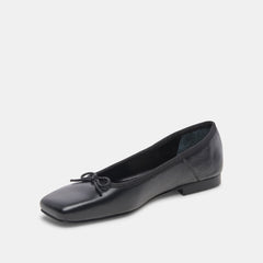 ANISA WIDE BALLET FLATS BLACK LEATHER - re:vita