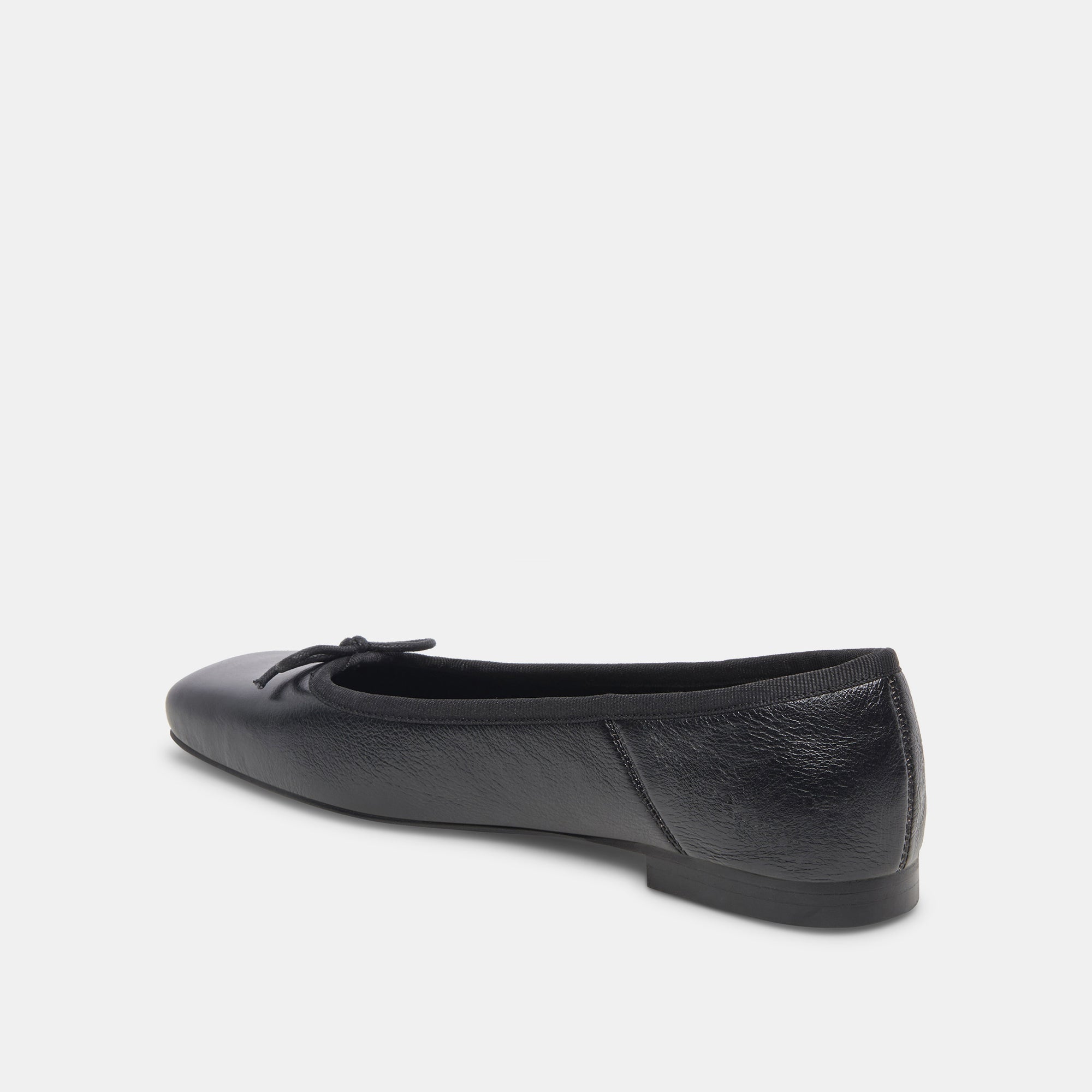 ANISA WIDE BALLET FLATS BLACK LEATHER - re:vita