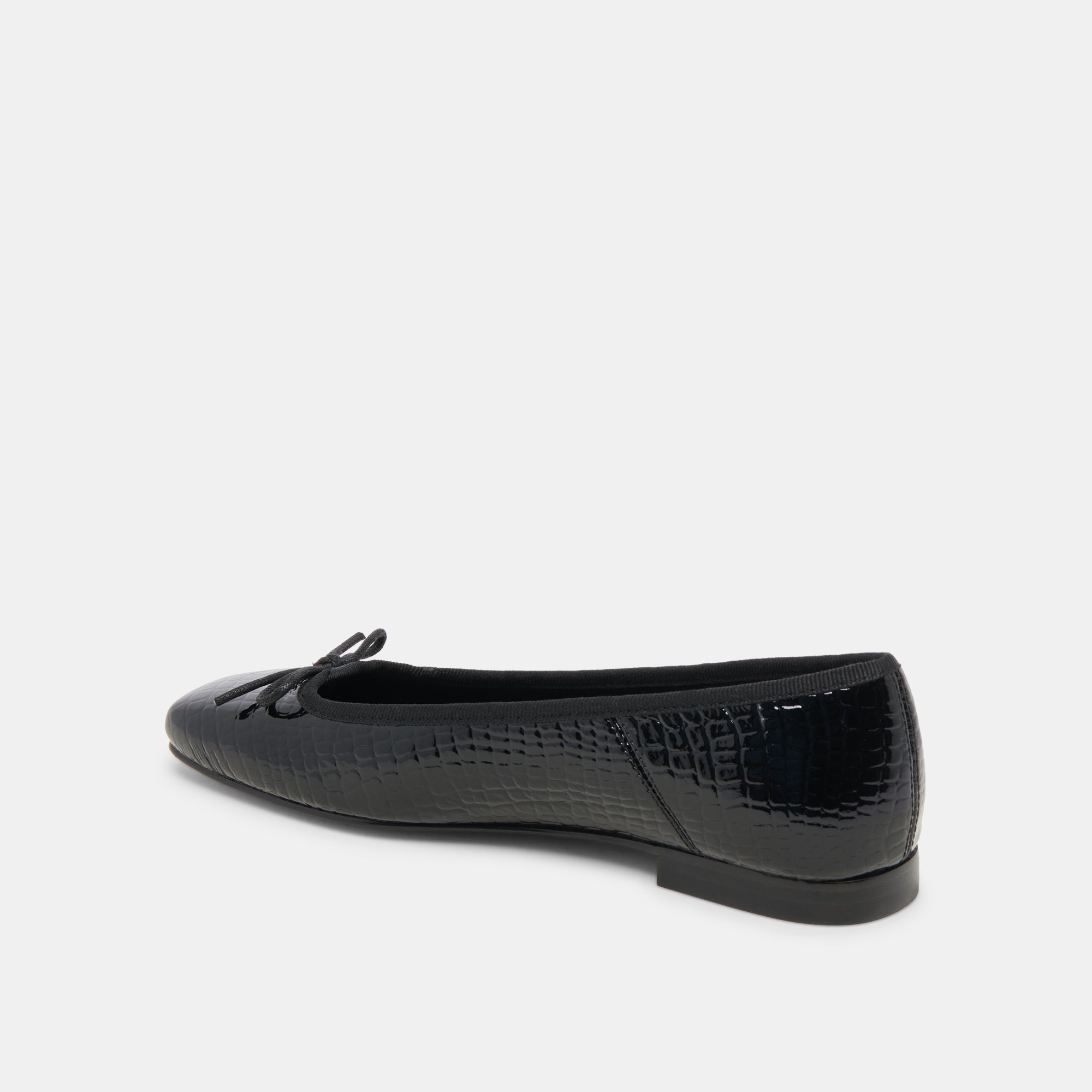 ANISA BALLET FLATS NOIR EMBOSSED LEATHER - re:vita