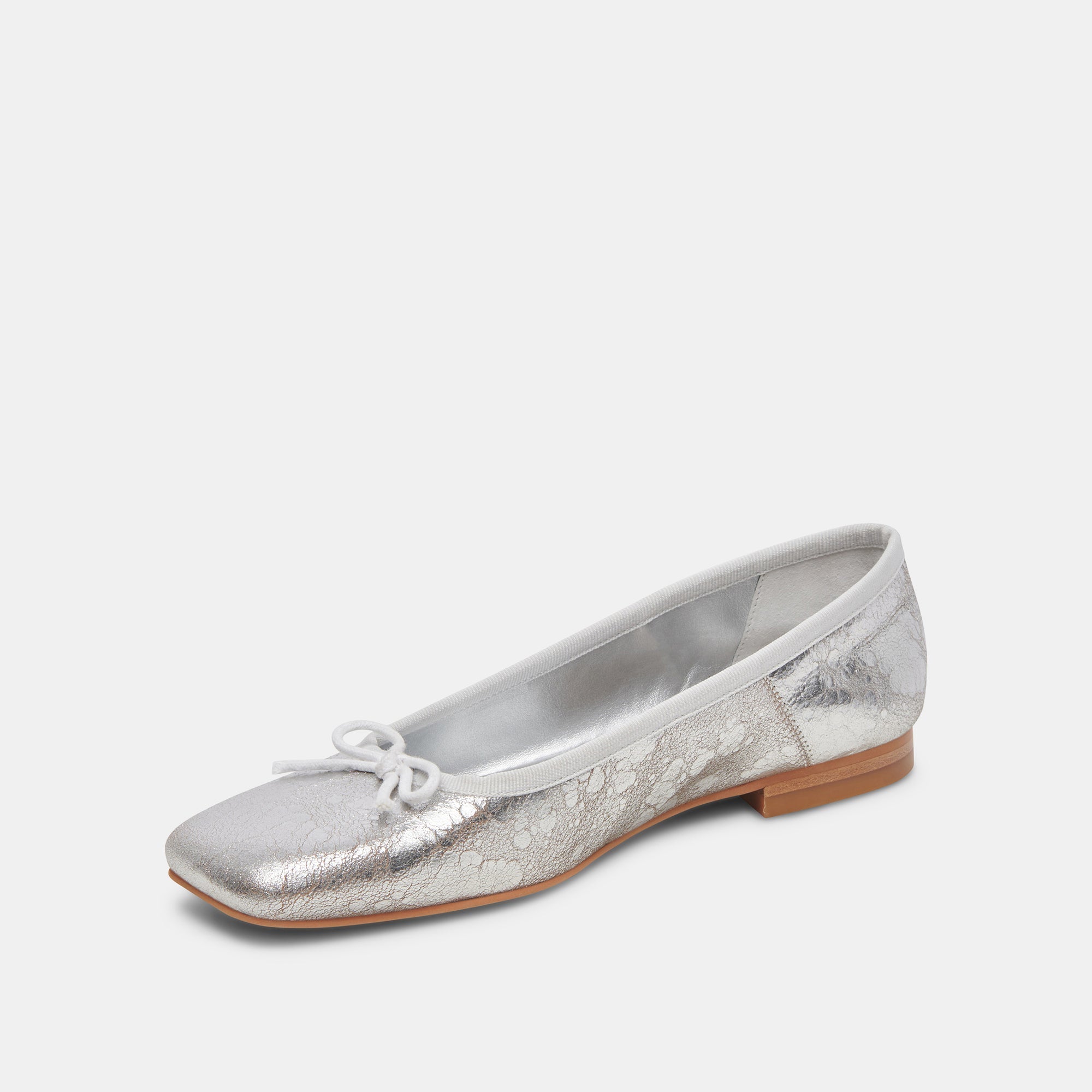 ANISA WIDE BALLET FLATS SILVER DISTRESSED LEATHER - re:vita