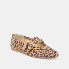 BAYLEE GROMMET BALLET FLATS DK LEOPARD PRINTED SUEDE