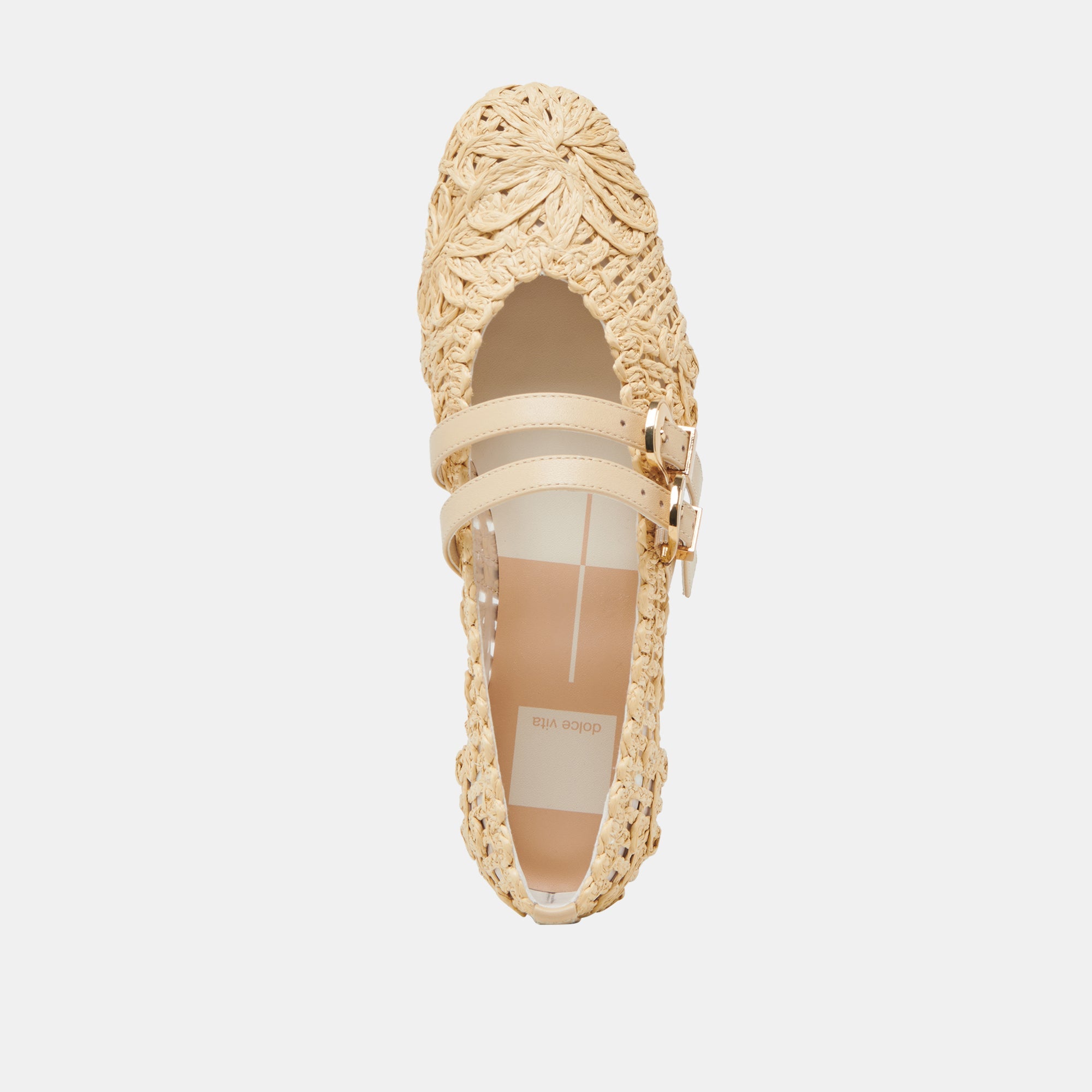 BAYLEE SUNFLOWER WIDE BALLET FLATS LT NATURAL MACRAME