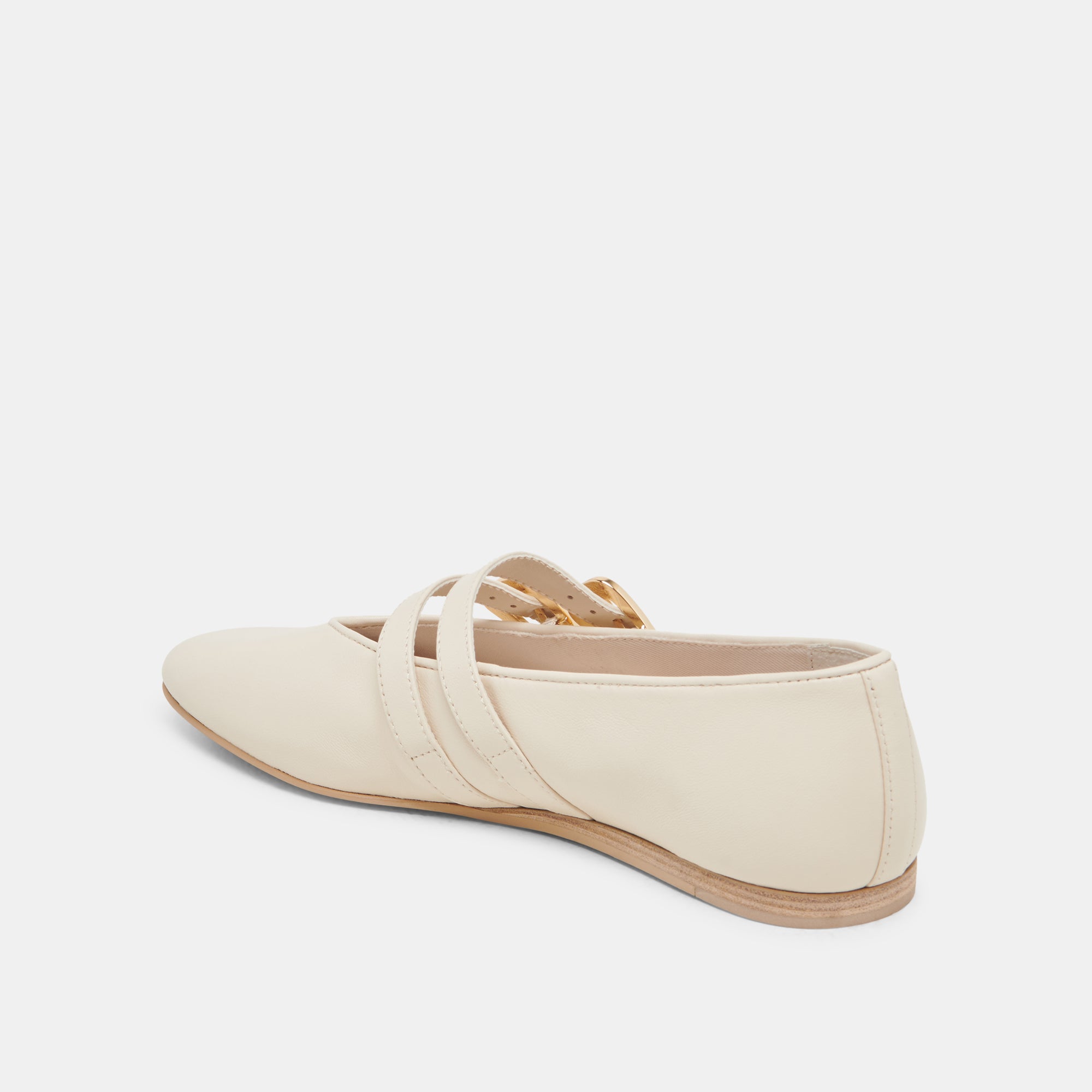 BAYLEE WIDE BALLET FLATS IVORY LEATHER