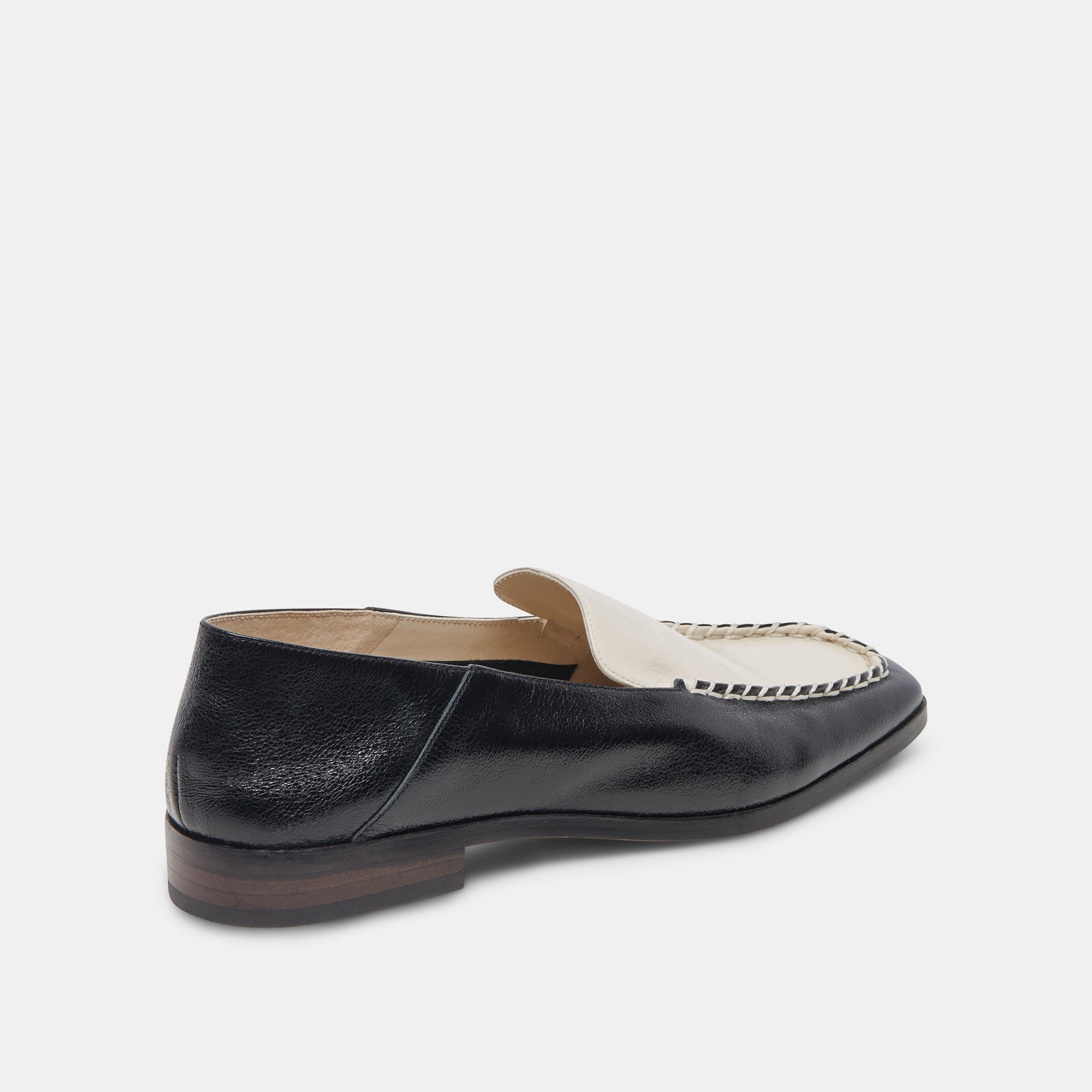 BENY WIDE FLATS WHITE BLACK CRINKLE PATENT - re:vita