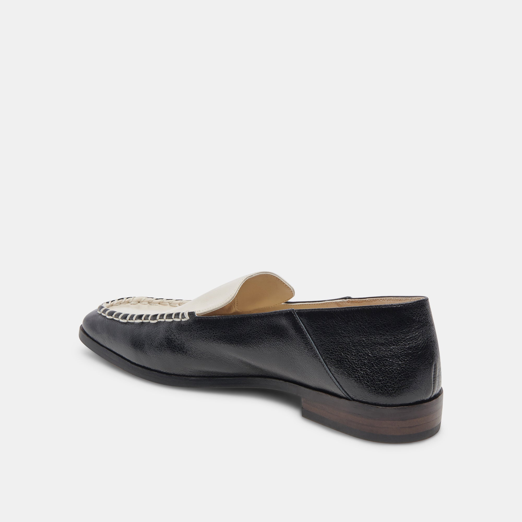 BENY WIDE FLATS WHITE BLACK CRINKLE PATENT - re:vita