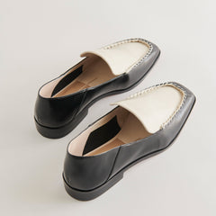 BENY WIDE FLATS WHITE BLACK CRINKLE PATENT - re:vita