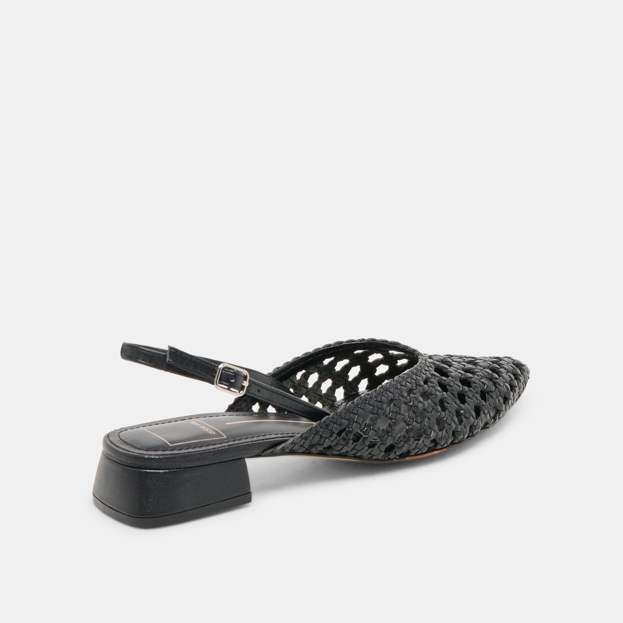 BIRDIE FLATS BLACK WOVEN LEATHER