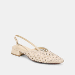 BIRDIE FLATS OFF WHITE WOVEN LEATHER