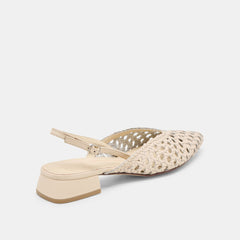 BIRDIE FLATS OFF WHITE WOVEN LEATHER