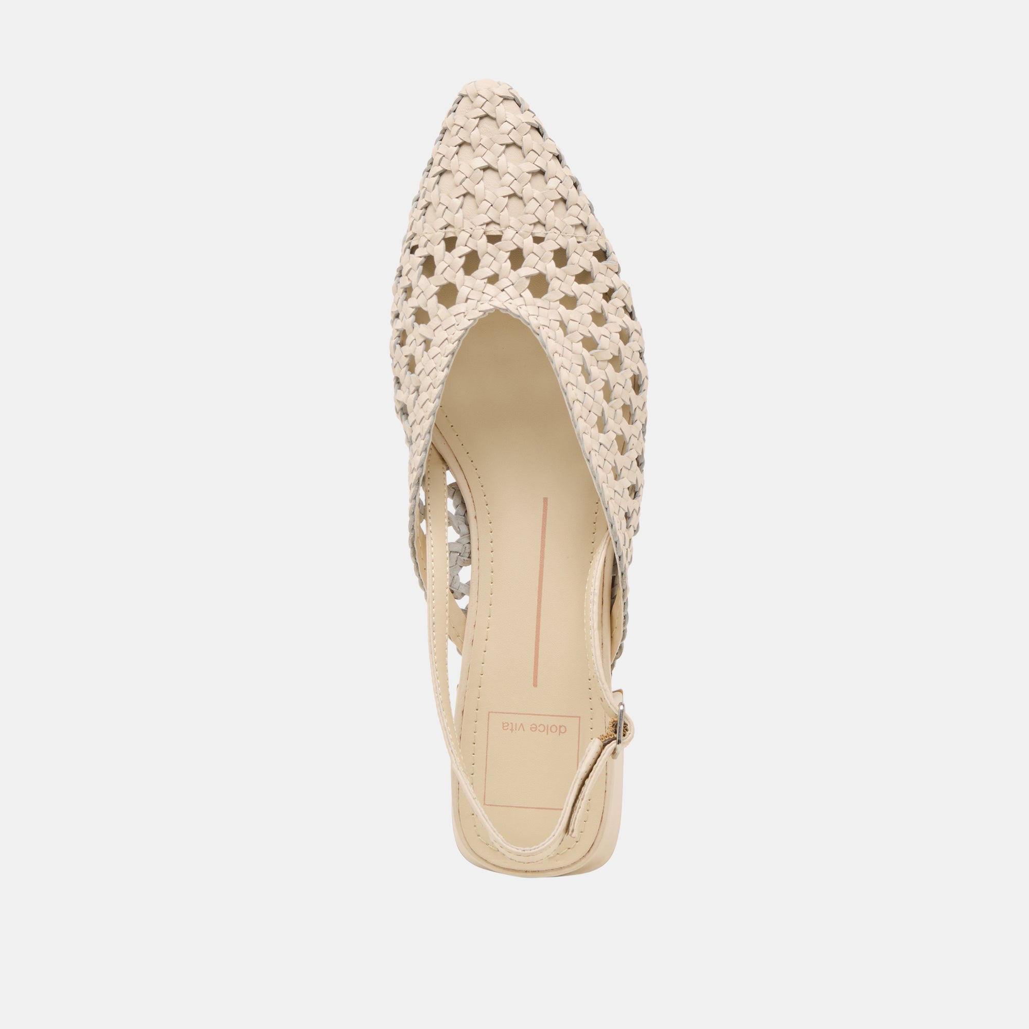 BIRDIE FLATS OFF WHITE WOVEN LEATHER
