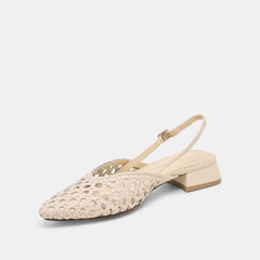 BIRDIE FLATS OFF WHITE WOVEN LEATHER