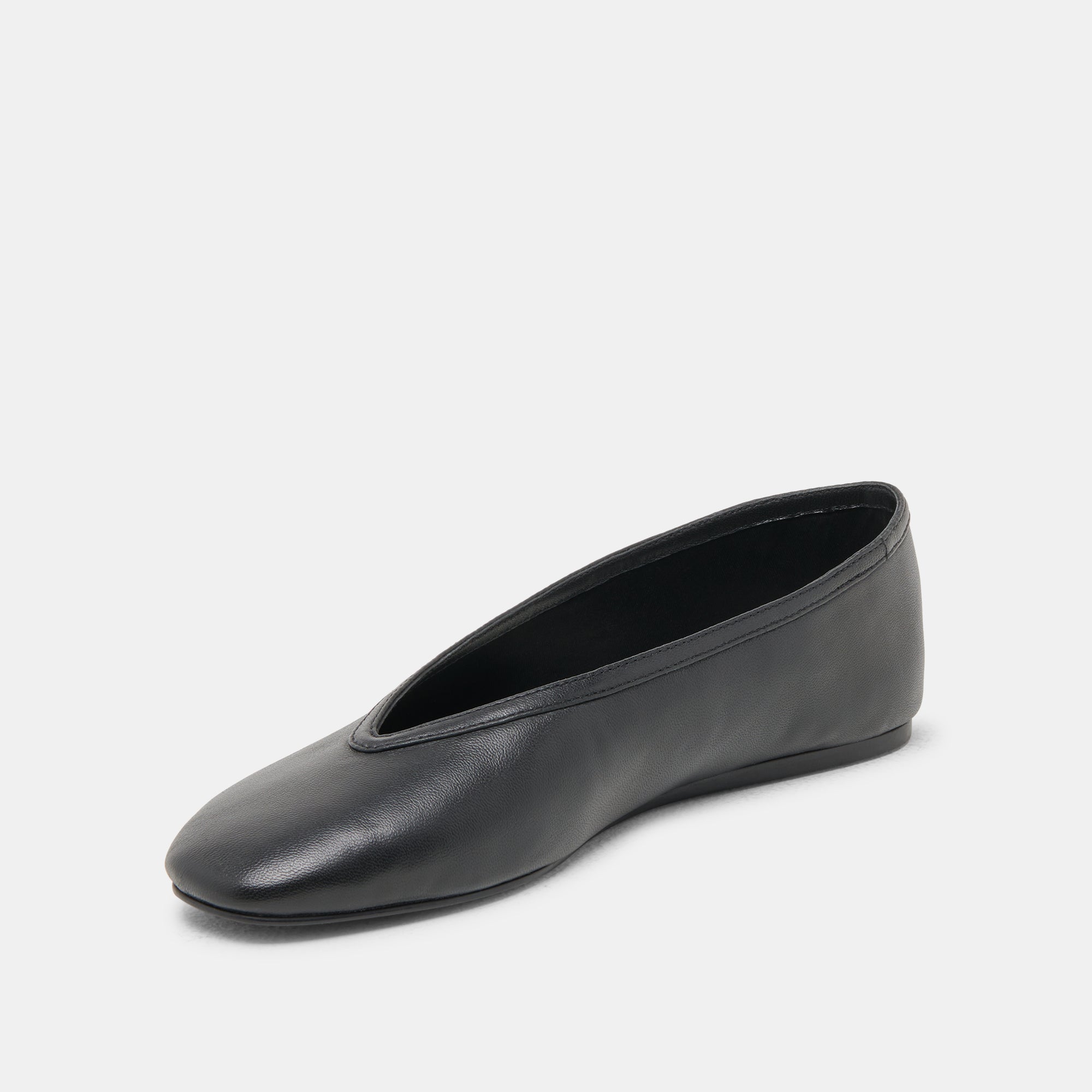 BRAIDY BALLET FLATS BLACK LEATHER