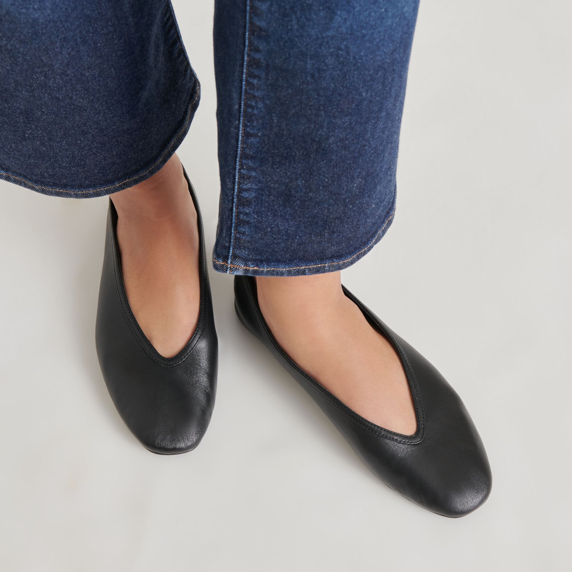 BRAIDY BALLET FLATS BLACK LEATHER