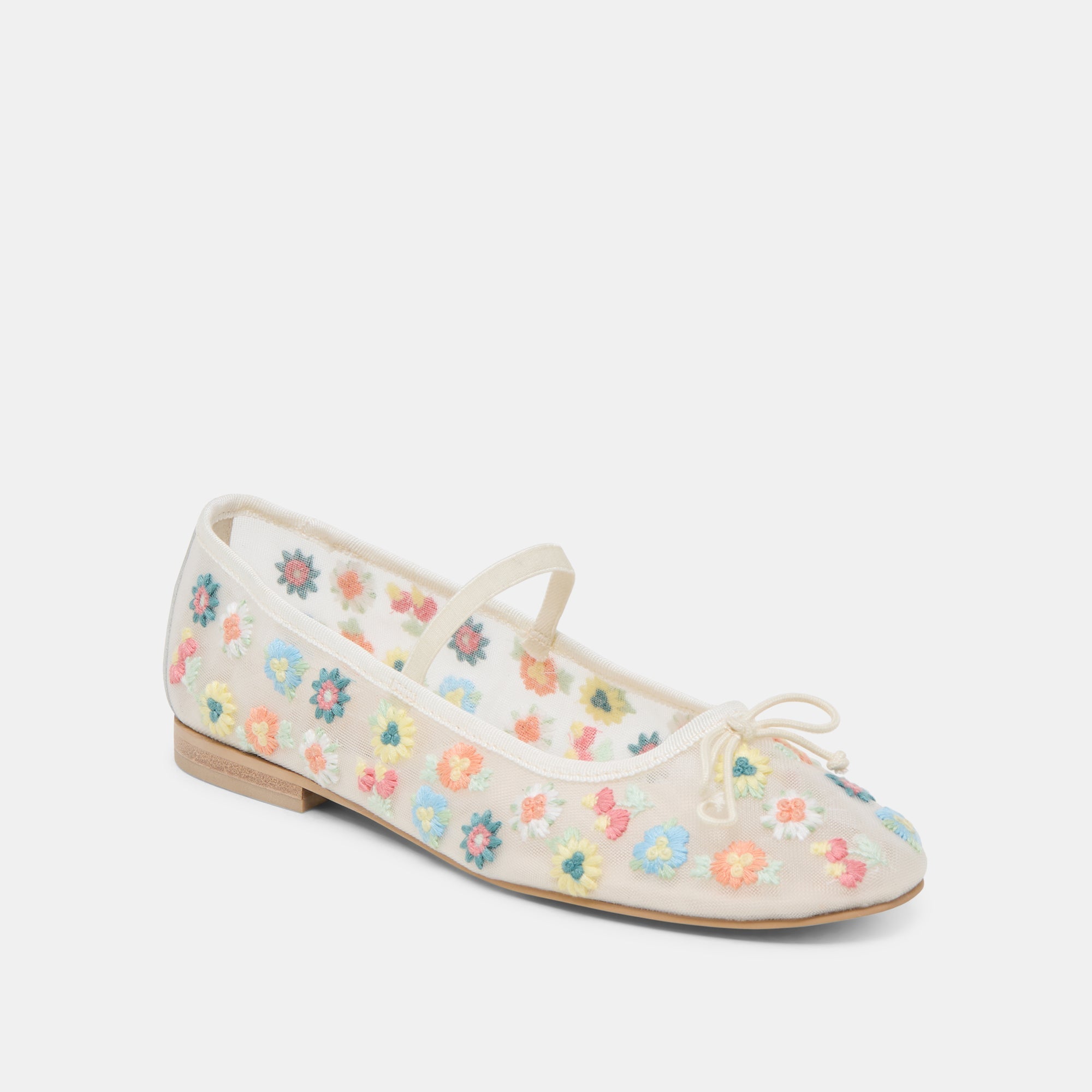 CADEL FLORAL BALLET FLATS IVORY FLORAL MESH