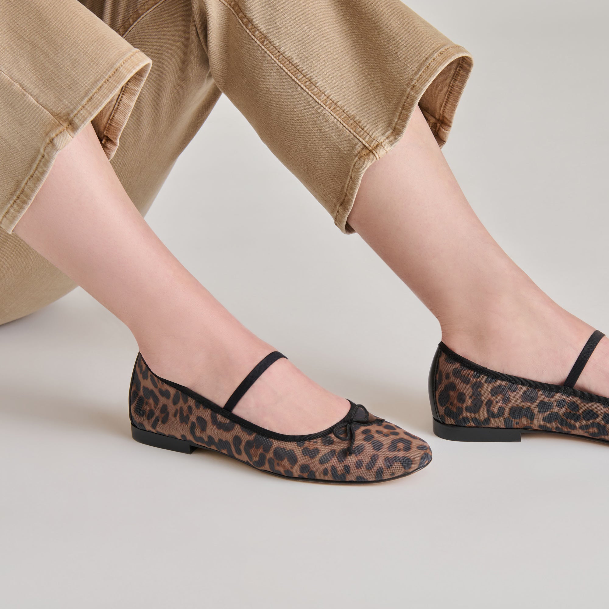 CADEL BALLET FLATS DK LEOPARD MESH