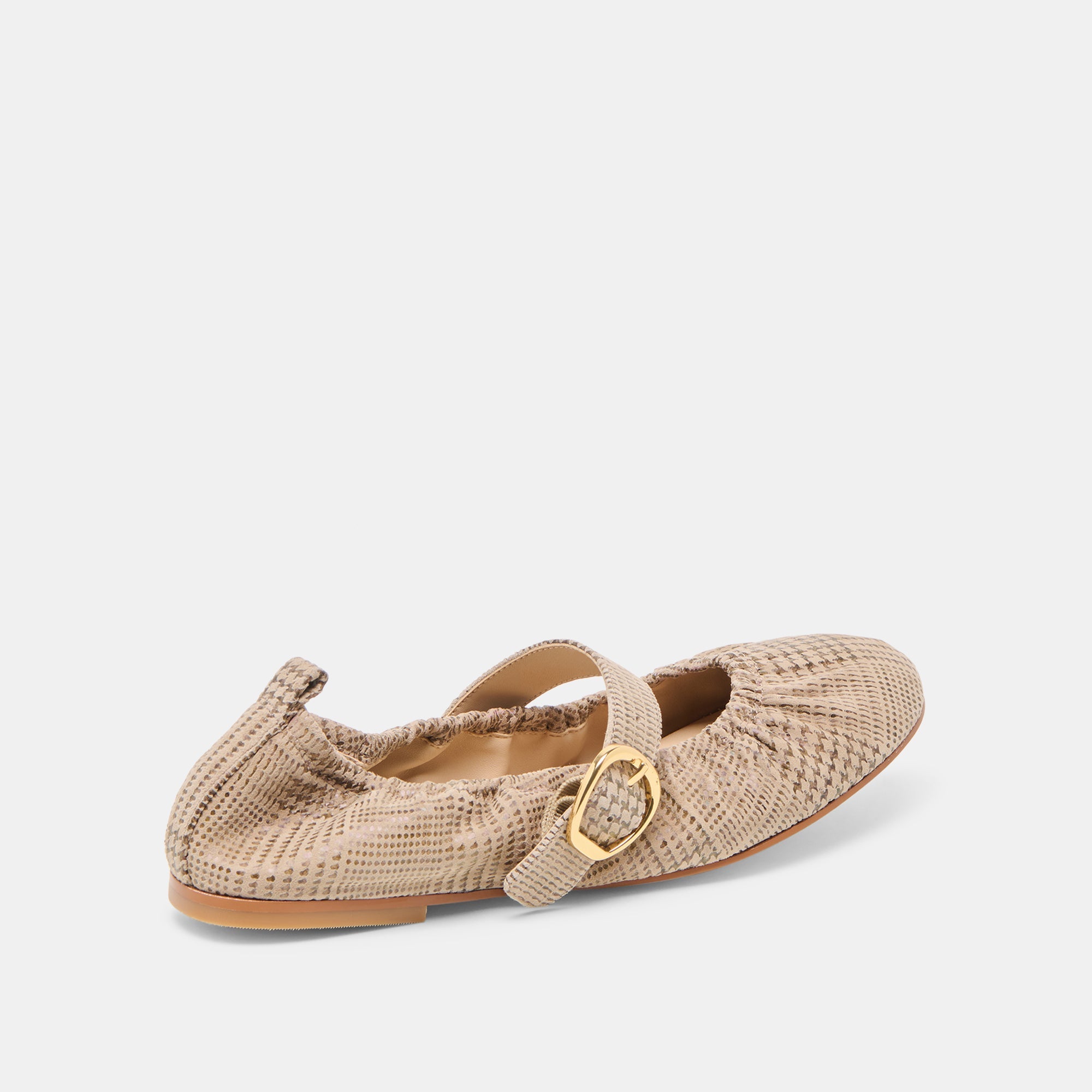CAELY BALLET FLATS HERRINGBONE PRINTED SUEDE