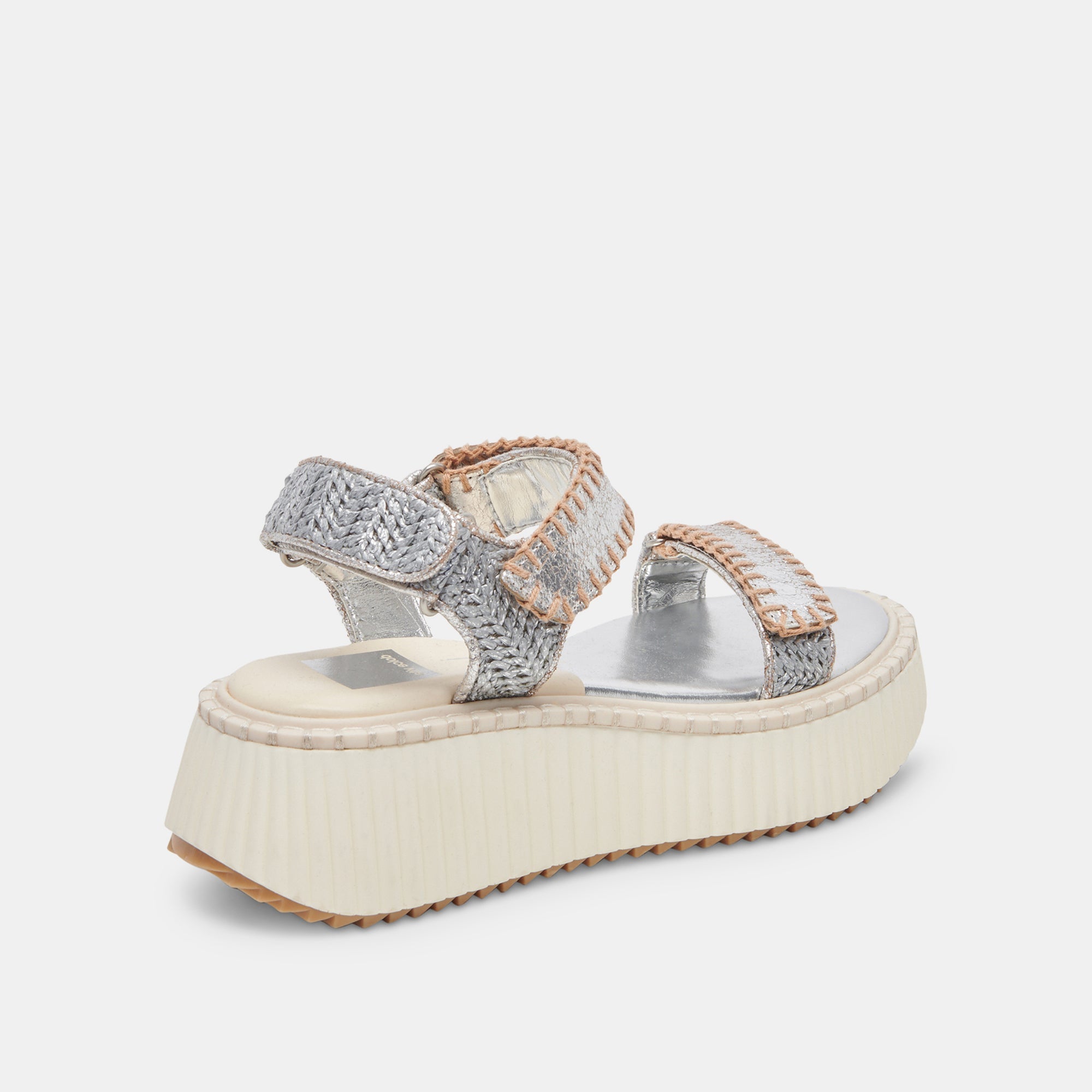 DEBRA SANDALS SILVER DISTRESSED LEATHER - re:vita