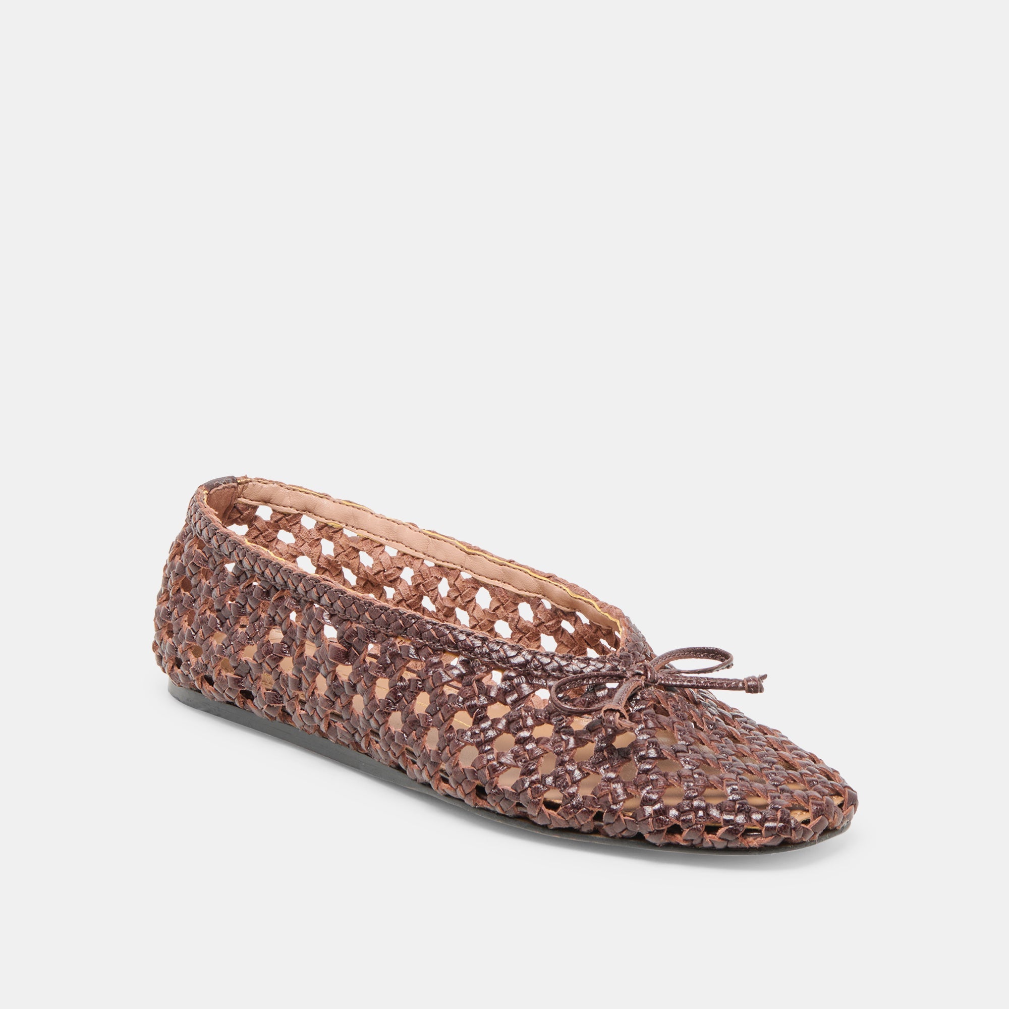 EDDA BALLET FLATS BROWN WOVEN LEATHER