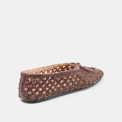 EDDA BALLET FLATS BROWN WOVEN LEATHER