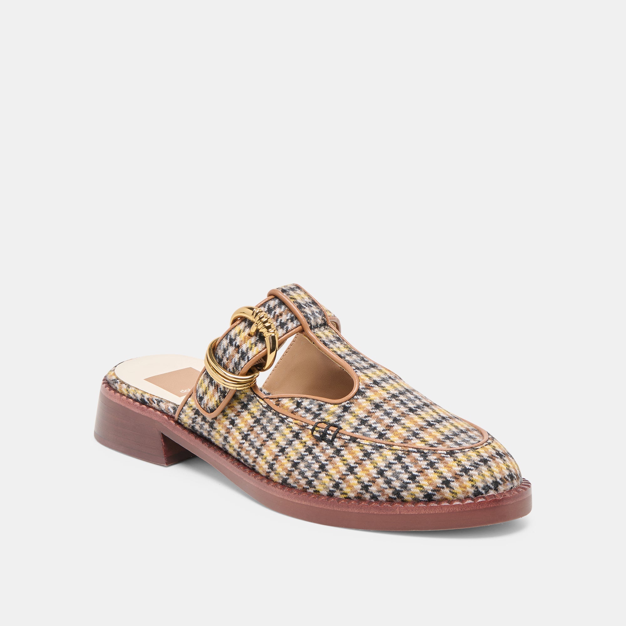 HARLAH FLATS YELLOW PLAID TWEED