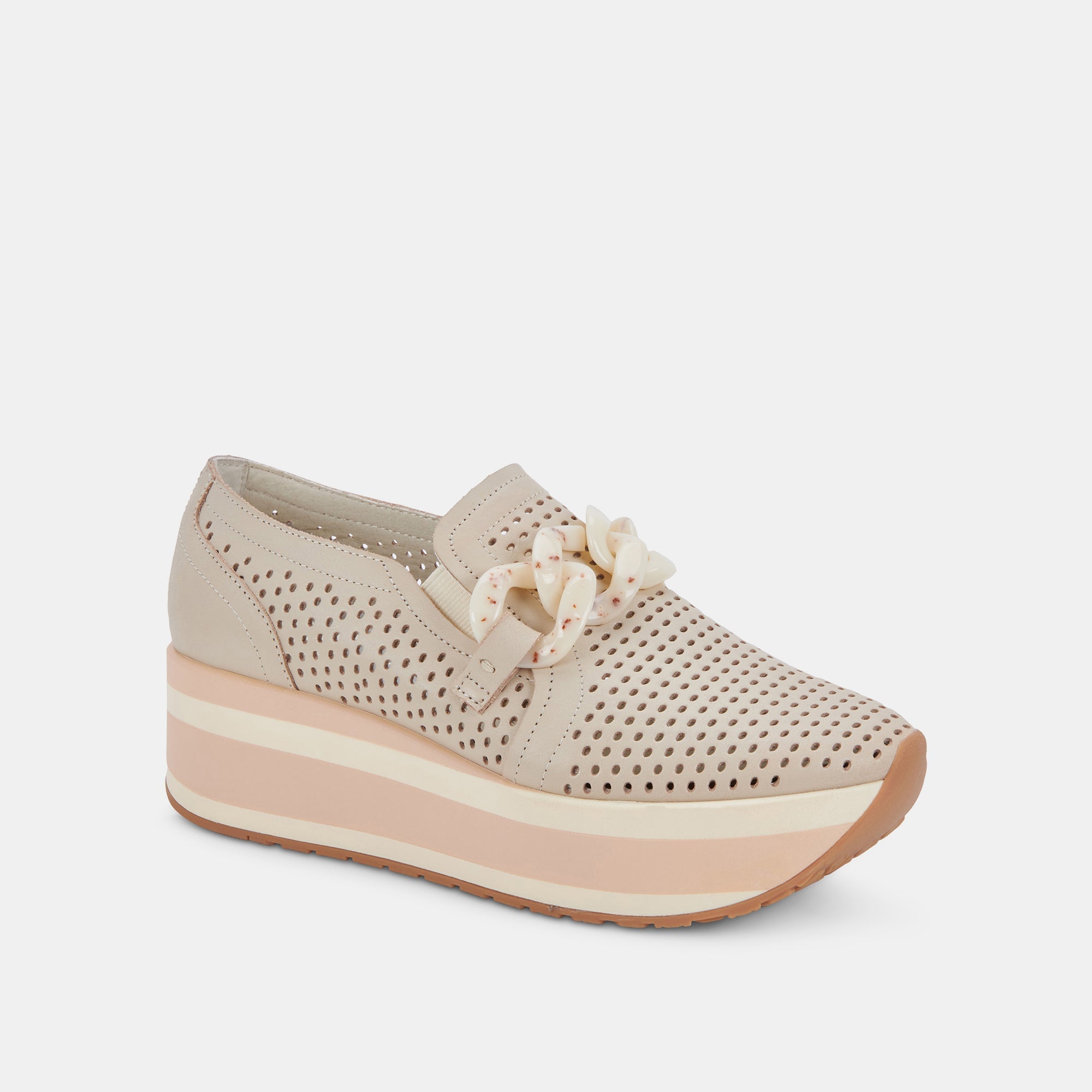 JHENEE PERFORATED SNEAKERS SAND NUBUCK - re:vita