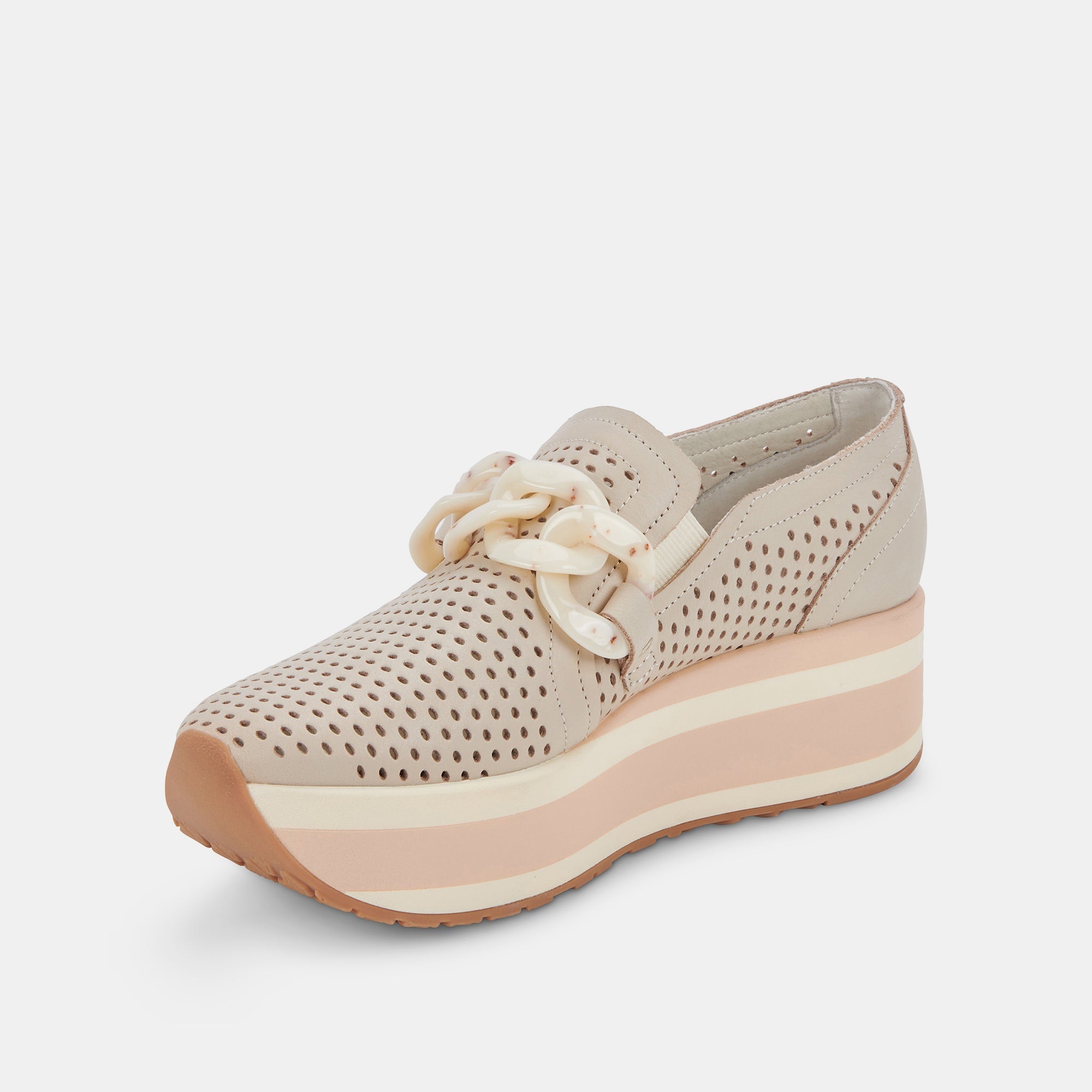 JHENEE PERFORATED SNEAKERS SAND NUBUCK - re:vita