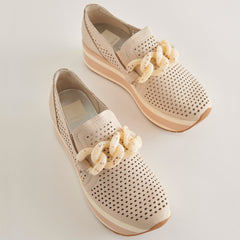 JHENEE PERFORATED SNEAKERS SAND NUBUCK - re:vita