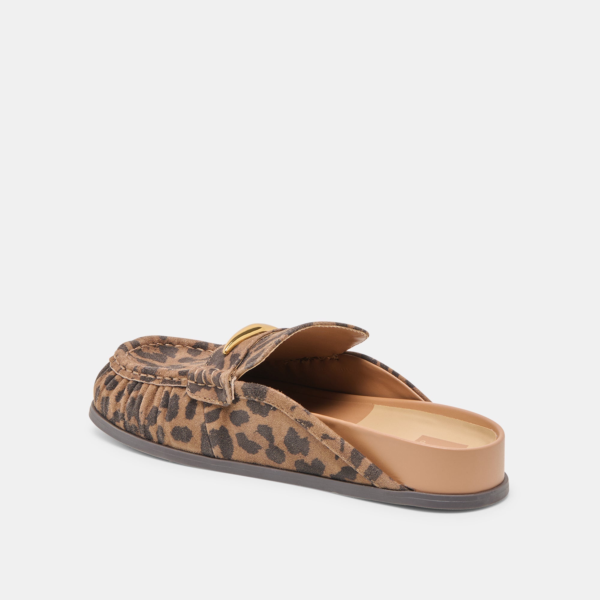 JODERO FLATS BROWN LEOPARD PRINTED SUEDE