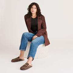 JODERO FLATS BROWN LEOPARD PRINTED SUEDE