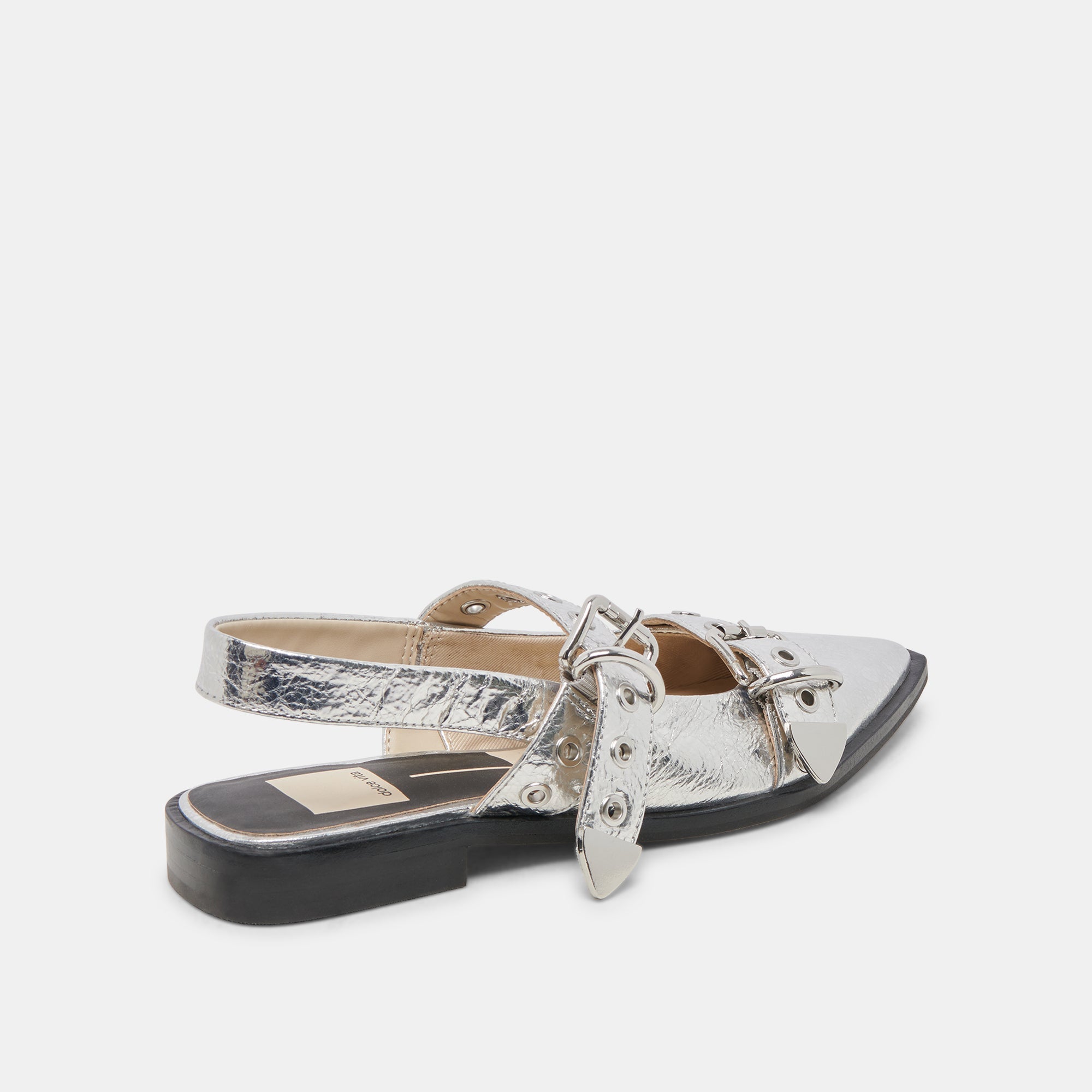LABELL FLATS SILVER DISTRESSED LEATHER - re:vita