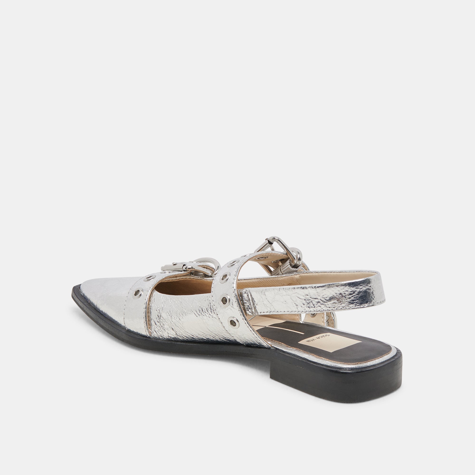 LABELL FLATS SILVER DISTRESSED LEATHER - re:vita
