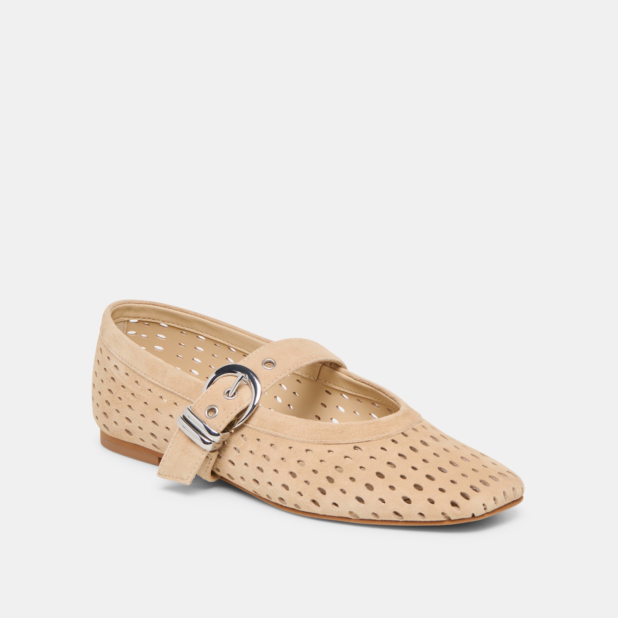 MIKEL BALLET FLATS CAMEL PERFORATED SUEDE