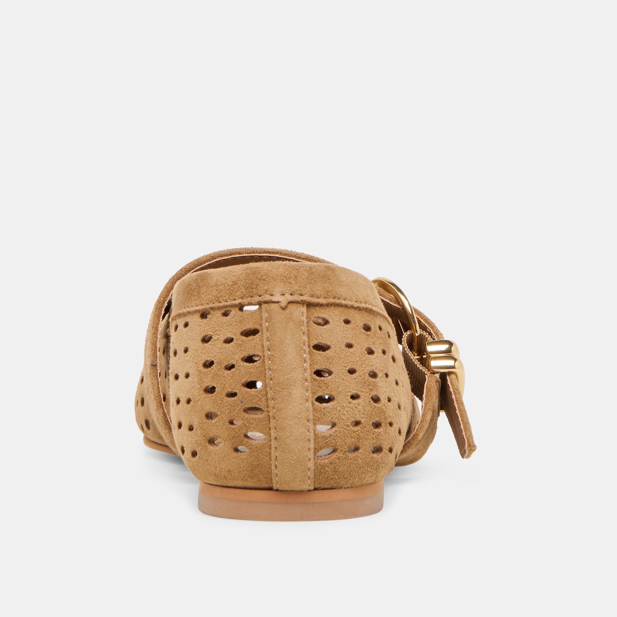 MIKEL BALLET FLATS LT BROWN PERFORATED SUEDE