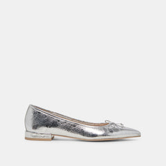 PALANI BALLET FLATS SILVER DISTRESSED LEATHER - re:vita
