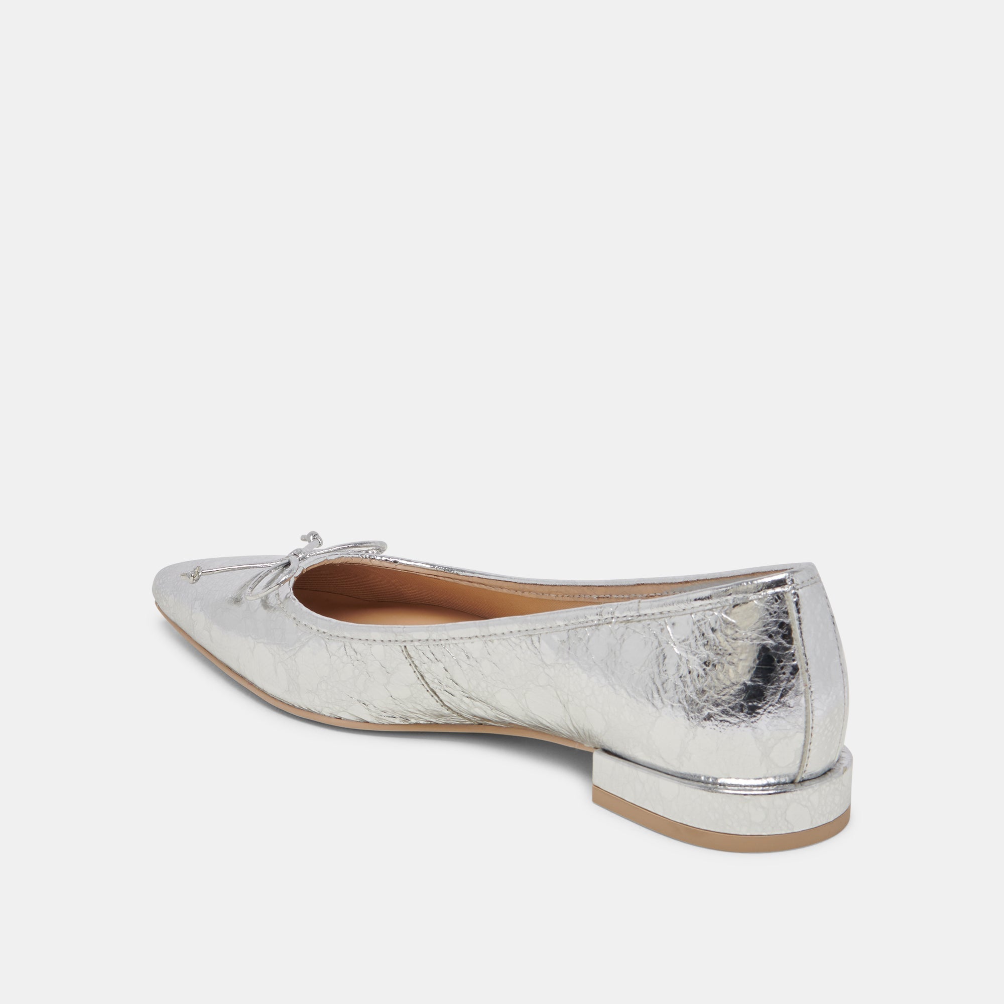 PALANI BALLET FLATS SILVER DISTRESSED LEATHER - re:vita