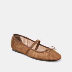RAEVEN BALLET FLATS MID BROWN TULLE