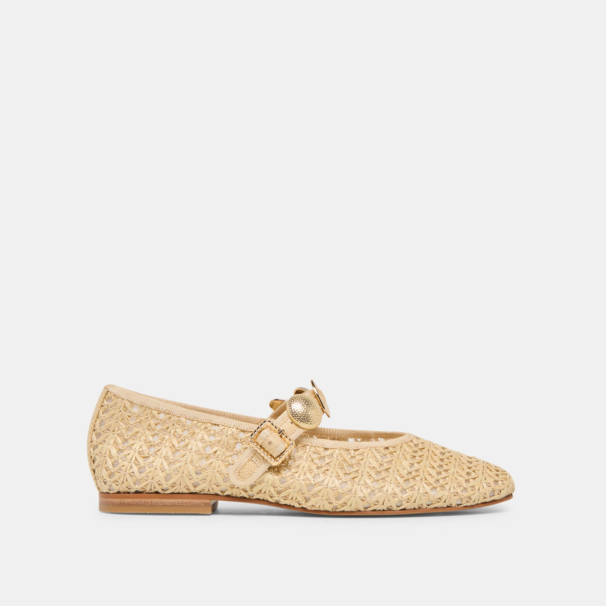 RELAN BALLET FLATS NATURAL CROSS HATCH RAFFIA