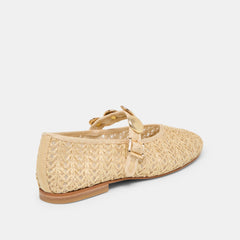 RELAN BALLET FLATS NATURAL CROSS HATCH RAFFIA