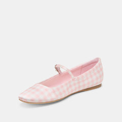 REYES X BYRDIE GOLF WIDE BALLET FLATS PINK PLAID GINGHAM