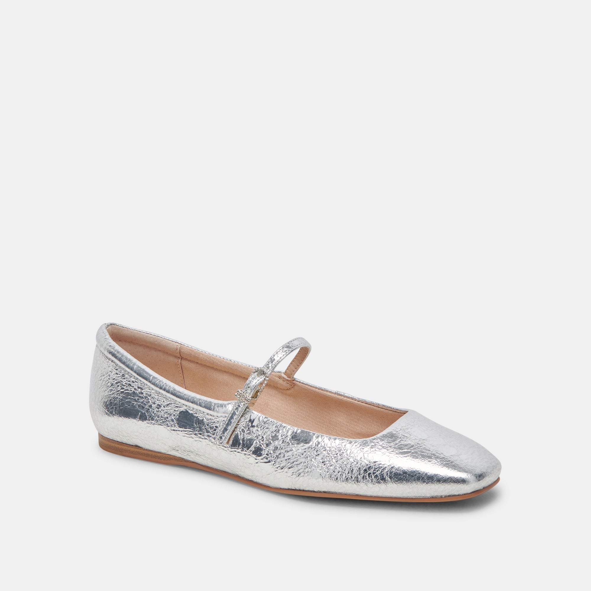 REYES BALLET FLATS SILVER DISTRESSED LEATHER - re:vita