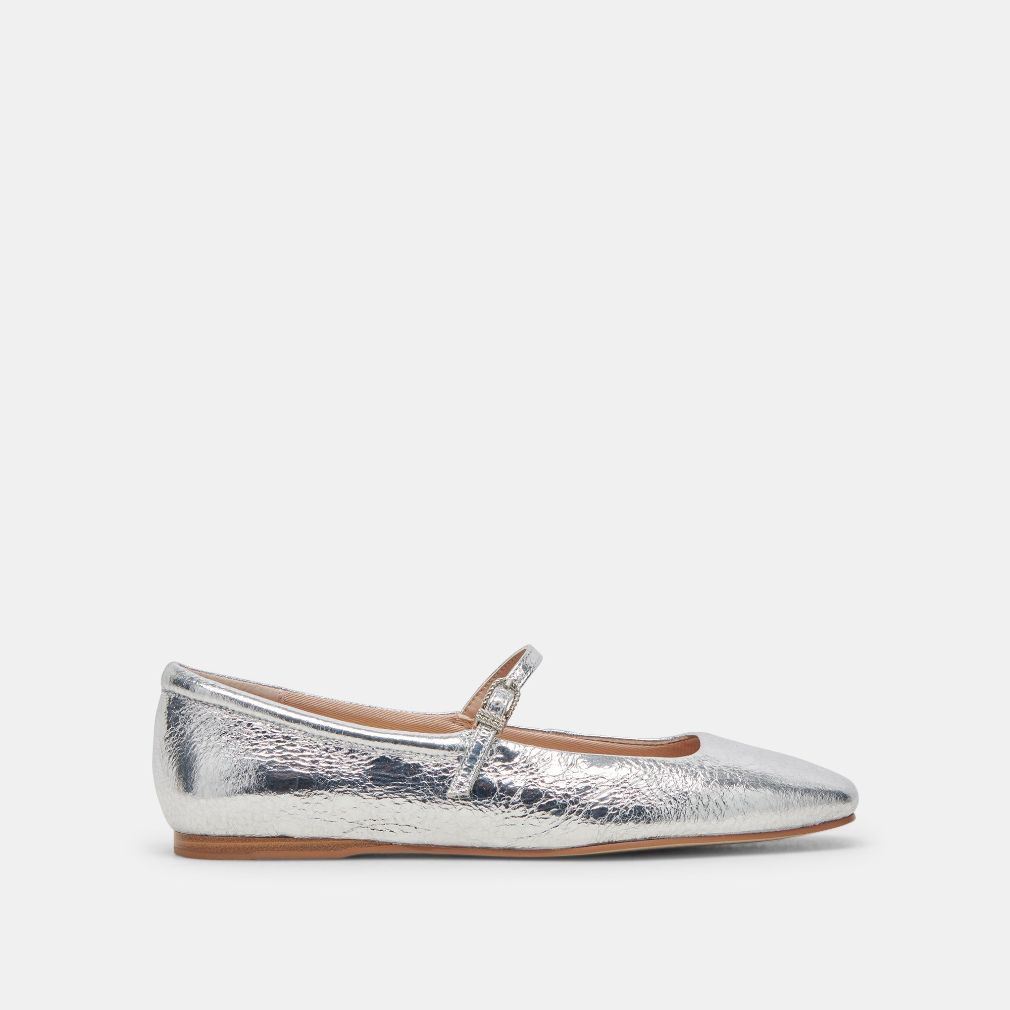 REYES BALLET FLATS SILVER DISTRESSED LEATHER - re:vita